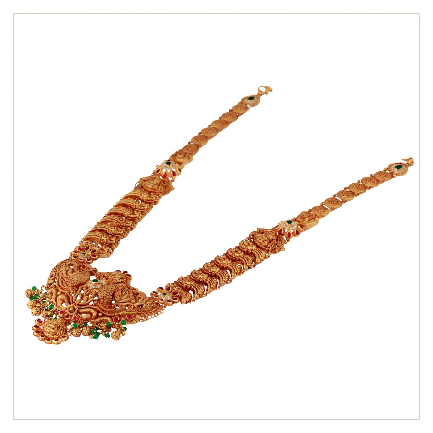 Lakshmi and Peacock Antique Finish Haram